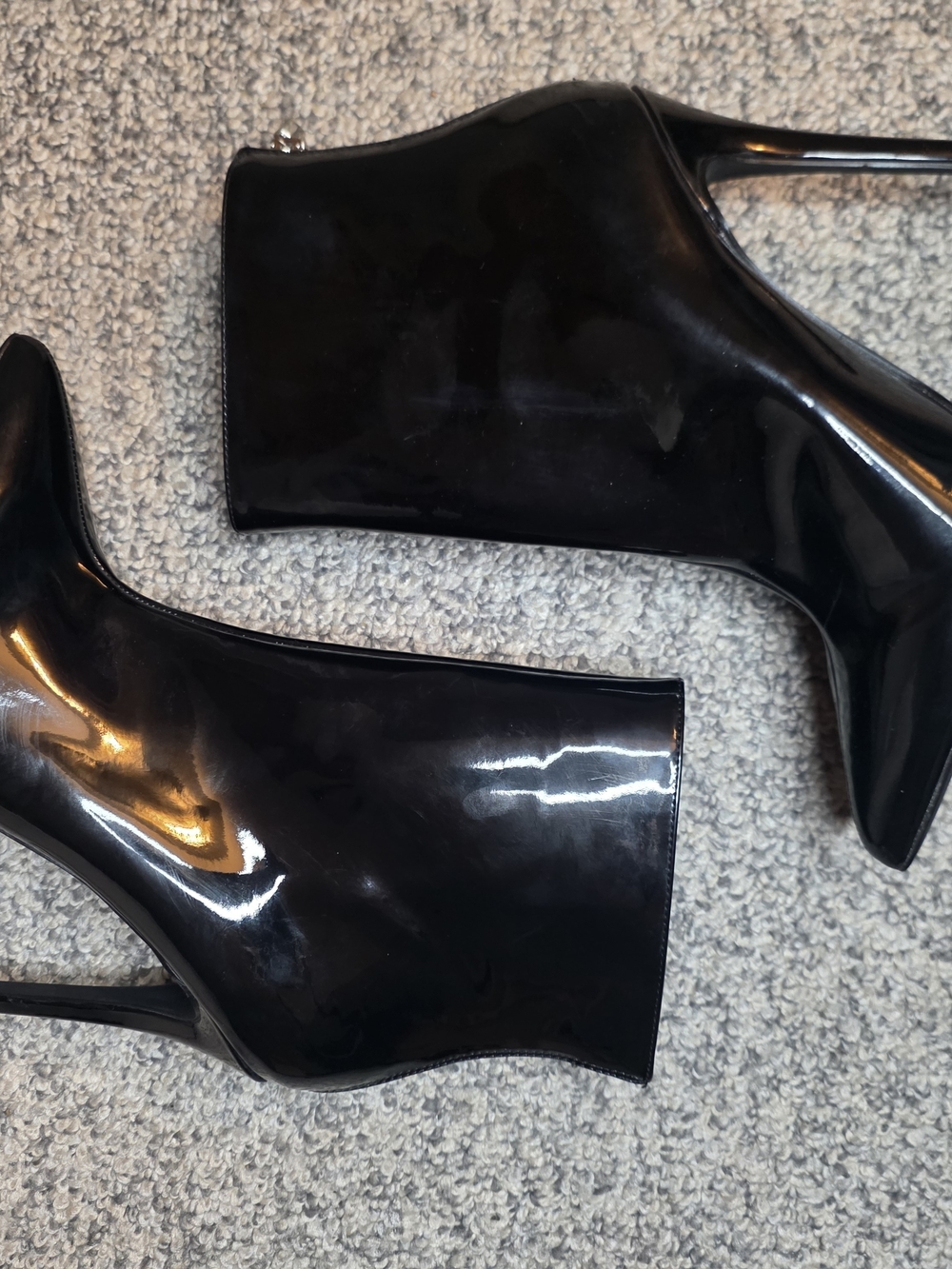 Black Patent 4" Stiletto High Ankle Boots - Women